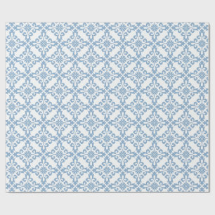 Elegante damast blauwe mediterraanse tegel cadeaupapier