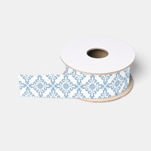Elegante damast blauwe mediterrane tegel grosgrain lint