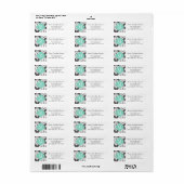 Elegante Damast Charcoal & Aqua Custom Monogrammed Etiket (Full Sheet)