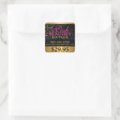 Elegante Damast en Gouden Swirls Prijs Label (Tas)