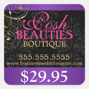 Elegante Damast en Gouden Swirls Prijs Label