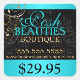 Elegante Damast en Gouden Swirls Prijs Label