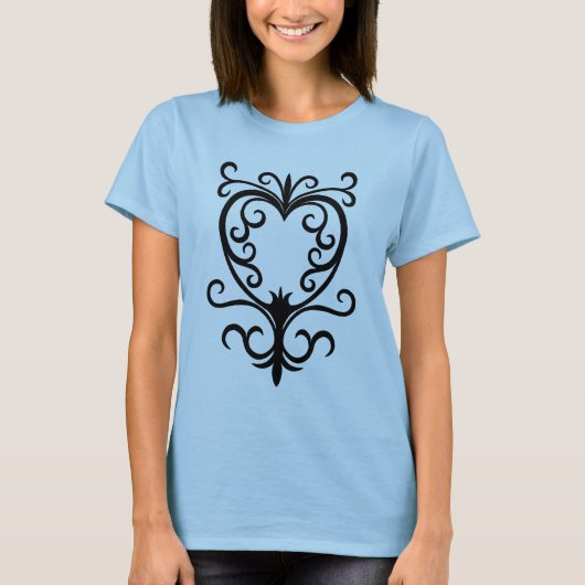 Elegante damast gothic scrollwork hart t-shirt (Voorkant)