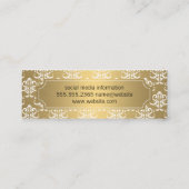 Elegante Damast / Goud Metaal Mini Visitekaartje (Achterkant)