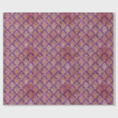 Elegante Damast Halloween Spell Gold Paarse Patroo Cadeaupapier (Vlak)