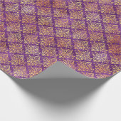 Elegante Damast Halloween Spell Gold Paarse Patroo Cadeaupapier (Hoek)