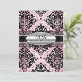 Elegante Damast Huwelijksjubileum Uitnodiging (Staand voorkant)