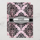 Elegante Damast Huwelijksjubileum Uitnodiging (Voorkant / Achterkant)