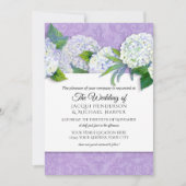 Elegante damast lavendel en witte hortensia bloeme kaart (Voorkant)