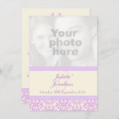 Elegante damast lila & crème bruiloft uitnodiging (Voorkant / Achterkant)