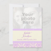 Elegante damast lila & crème bruiloft uitnodiging (Voorkant)