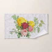 Elegante damast met gele, roze en rode rozen handdoek (Handdoek)