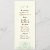 Elegante damast mint groen, ivoor bruiloft menukaa menu (Achterkant)