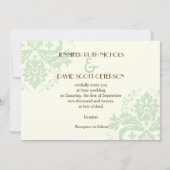 Elegante damast mint groen, ivoren bruiloft kaart (Voorkant)