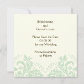 Elegante damast mint ivoor trouw Save the Date Kaart (Achterkant)