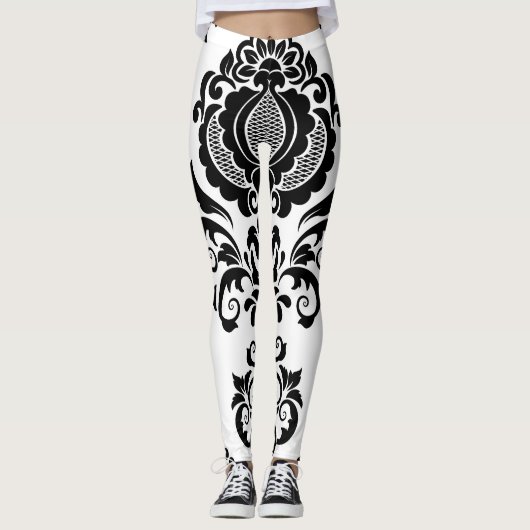 Elegante Damast Naadloze Textuur Leggings (Voorkant)
