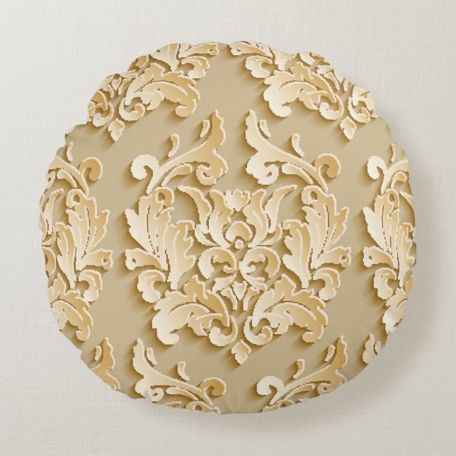 Elegante  damast patroontextuur rond kussen (Voorkant)