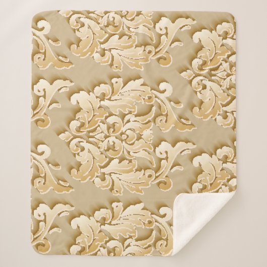 Elegante damast patroontextuur sherpa deken (Voorkant)