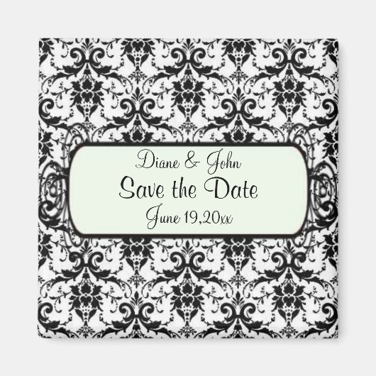 Elegante Damast Save The Date Magneet (Voorkant)