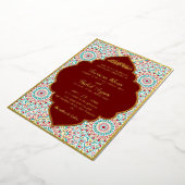 Elegante Damast Sierlijke Mihrab Moslim Bruiloft Folie Uitnodiging (Gedraaid)