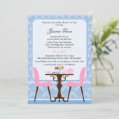Elegante Damast Thee Feest Uitnodiging (Staand voorkant)