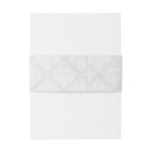 Elegante Damast Witte Trouw met Tekst Uitnodigingen Wikkel (Achterkant Voorbeeld)
