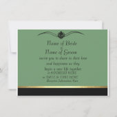 Elegante Damastgroene Katten Trouwset Uitnodiging (Achterkant)