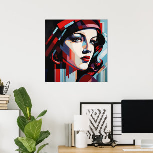 Elegante dame Art Deco liefhebbers Poster