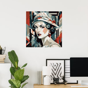 Elegante dame Art Deco liefhebbers Poster