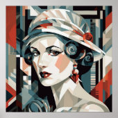 Elegante dame Art Deco liefhebbers Poster (Voorkant)