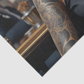 Elegante dame baas met Tattoo en draak decoupage Tissuepapier (Detail)