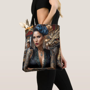 Elegante dame baas met Tattoo en draak Tote Bag