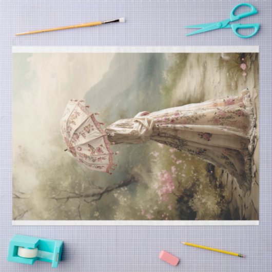 Elegante dame & een parasol portretkunst tissuepapier (Craft)