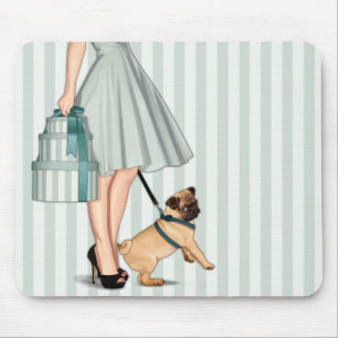 Elegante dame en pug muismat