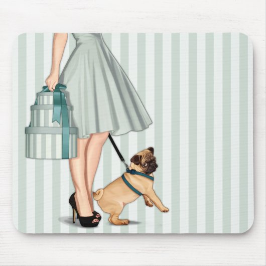 Elegante dame en pug muismat (Voorkant)