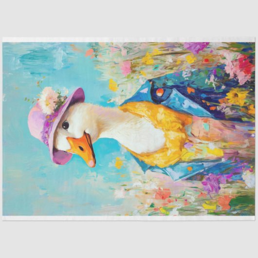 Elegante Dame Gans Whimsical Lente Decoupage Tissuepapier (Voorkant)