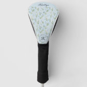 Elegante Dame Golfer Bloemmotief Naam Monogram Golfheadcover (Voorkant)