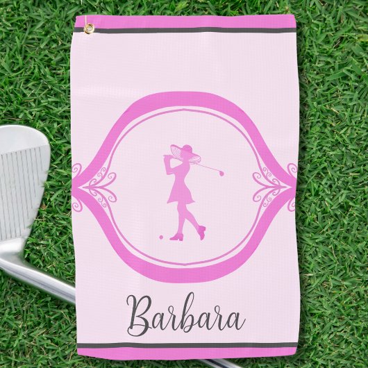 Elegante Dame Golfer Gepersonaliseerd Golfhanddoek