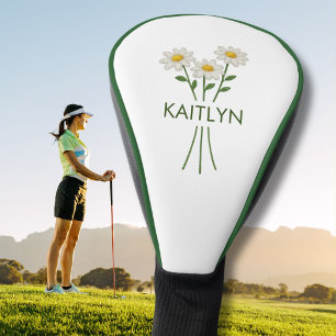 Elegante dame golfer nepborduurwerk bloemen golfheadcover