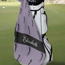 Elegante Dame Golfer Paarse Patroon Persoonlijk 
