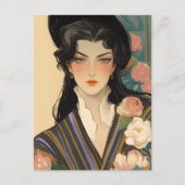 Elegante dame in een Pet Briefkaart (Voorkant)