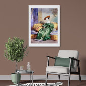 Elegante dame in groene jurk - Victoriaans kunstdr Poster