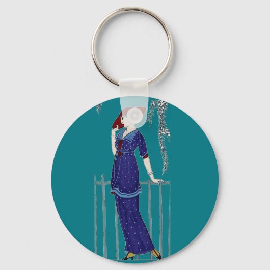 Elegante dame in Parijse mode uit de jaren 20 Sleutelhanger (Voorkant)