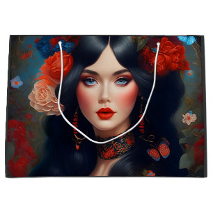 elegante dame in rood 1 groot cadeauzakje