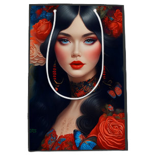 elegante dame in rood 1 medium cadeauzakje
