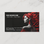 Elegante dame in rood visitekaartje (Achterkant)