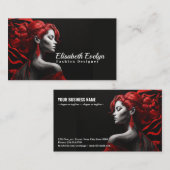 Elegante dame in rood visitekaartje (Voorkant / Achterkant)