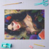 elegante dame in zwarte decoupage tissuepapier (Craft)