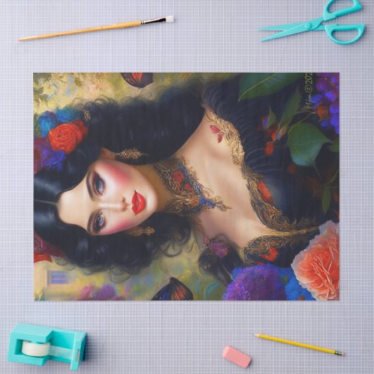 elegante dame in zwarte decoupage tissuepapier (Craft)