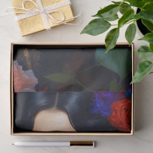 elegante dame in zwarte decoupage tissuepapier (Geschenk)